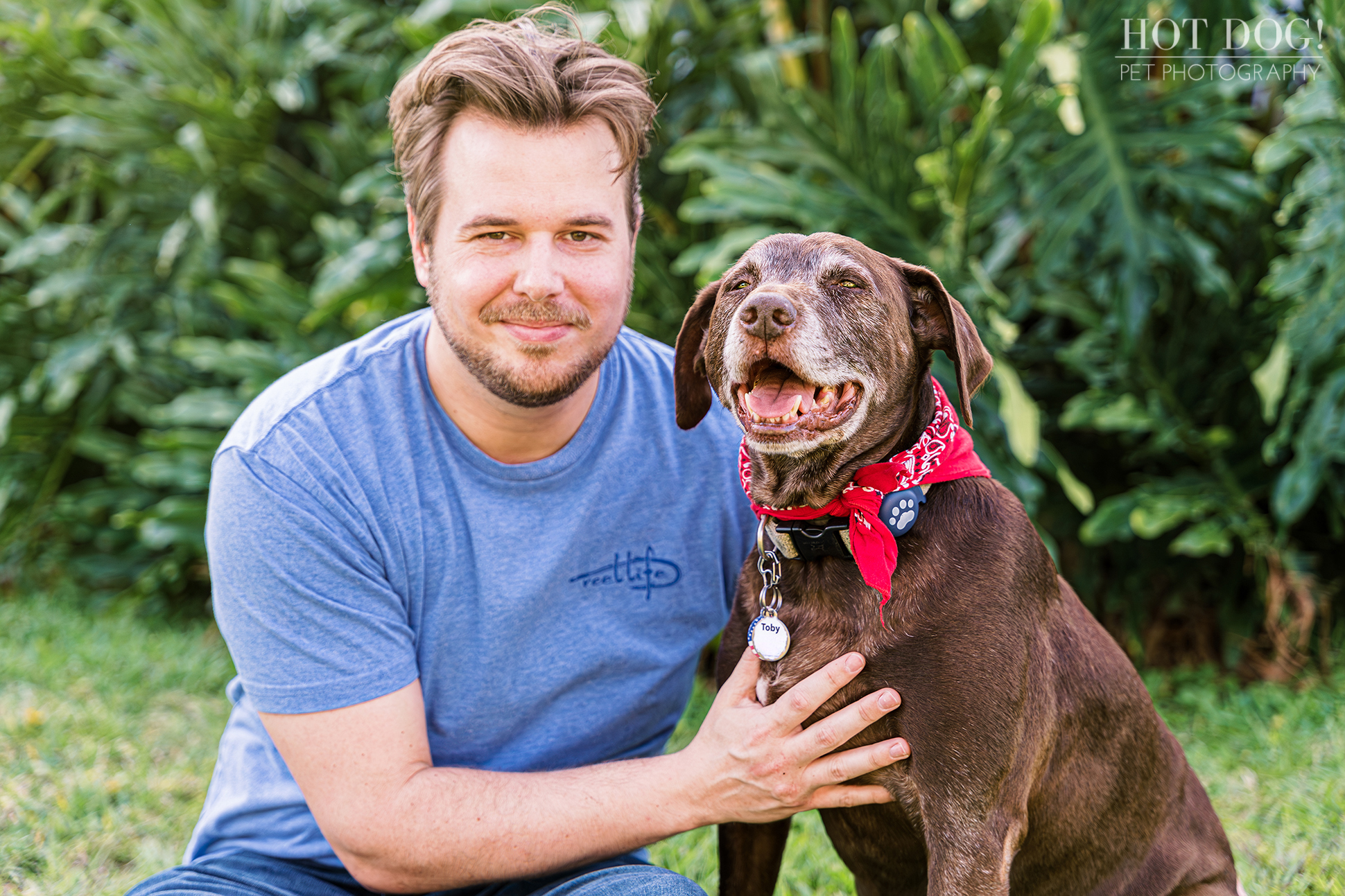 A beautiful pet portrait session capturing the bond between a senior dog named Toby and his owner, Tyler.